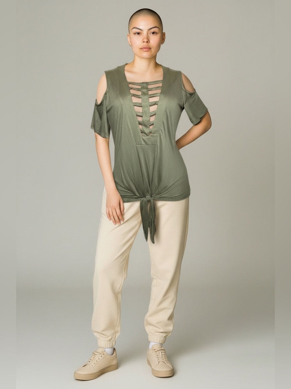 Buckle Black | NWT Green Strappy Knotted Waist Top S